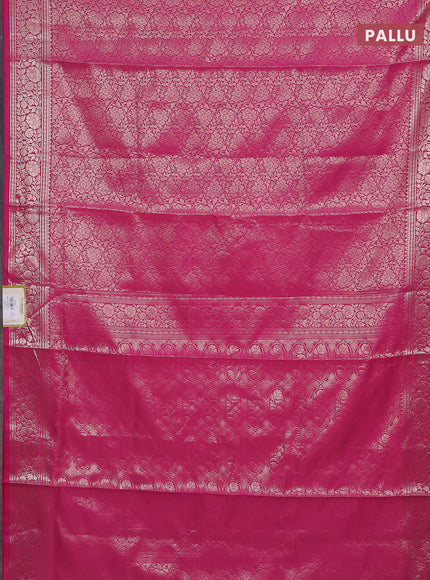 Semi soft silk saree pink with allover zari woven brocade weaves -Without blouse