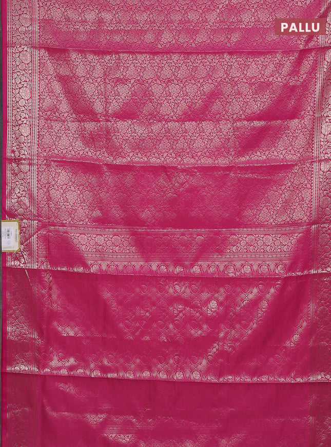 Semi soft silk saree pink with allover zari woven brocade weaves -Without blouse