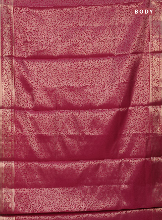 Semi soft silk saree pink with allover zari woven brocade weaves -Without blouse