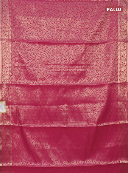 Semi soft silk saree pink with allover zari woven brocade weaves -Without blouse