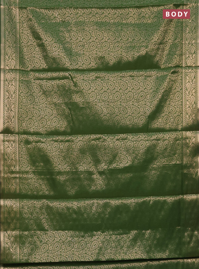 Semi soft silk saree green with allover zari woven brocade weaves -Without blouse