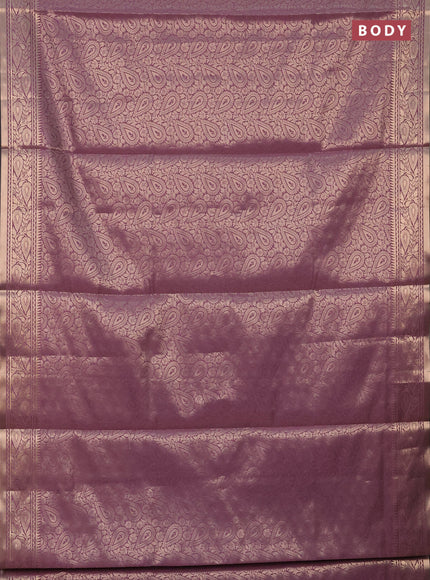 Semi soft silk saree mild purple with allover zari woven brocade weaves -Without blouse