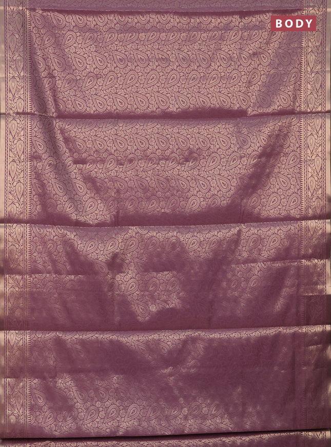 Semi soft silk saree mild purple with allover zari woven brocade weaves -Without blouse