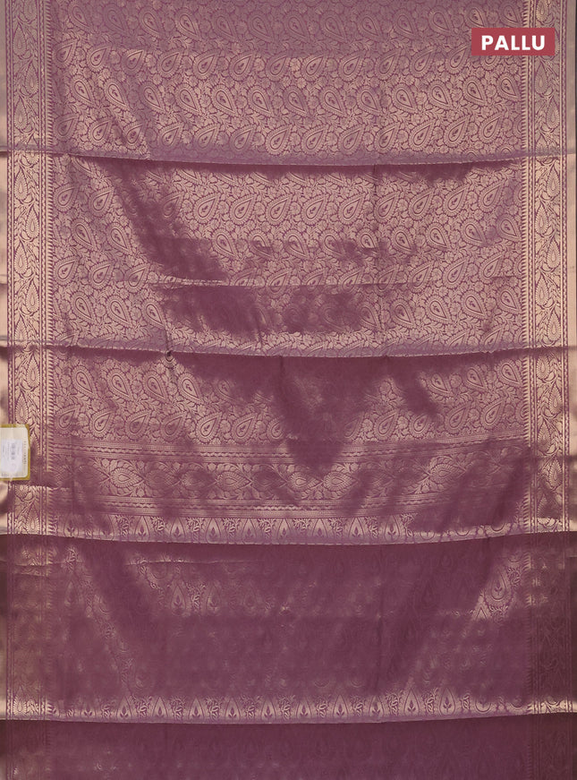 Semi soft silk saree mild purple with allover zari woven brocade weaves -Without blouse