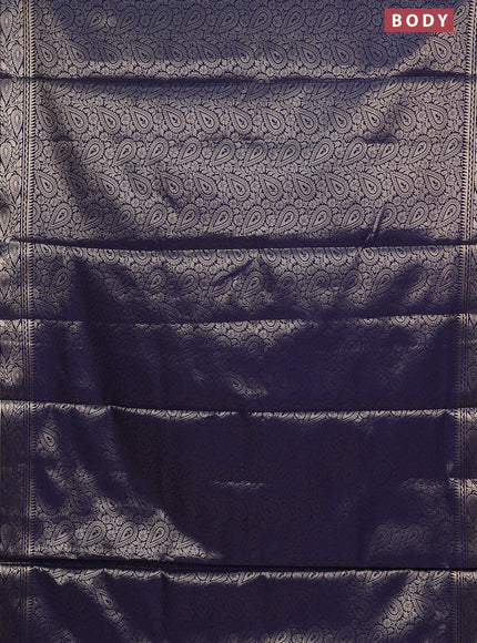 Semi soft silk saree navy blue with allover zari woven brocade weaves -Without blouse