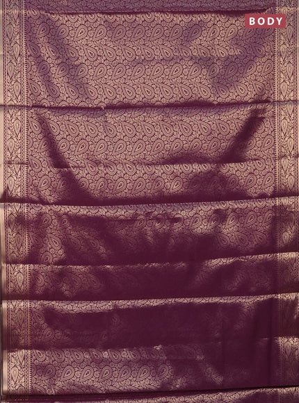 Semi soft silk saree deep purple with allover zari woven brocade weaves -Without blouse