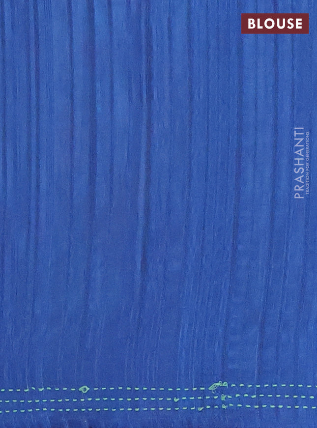 Matka tussar saree teal green and blue with allover kalamkari prints and bandhani printed & embroidery work border