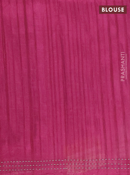 Matka tussar saree multi colour and magenta pink with allover kalamkari prints and bandhani printed & embroidery work border