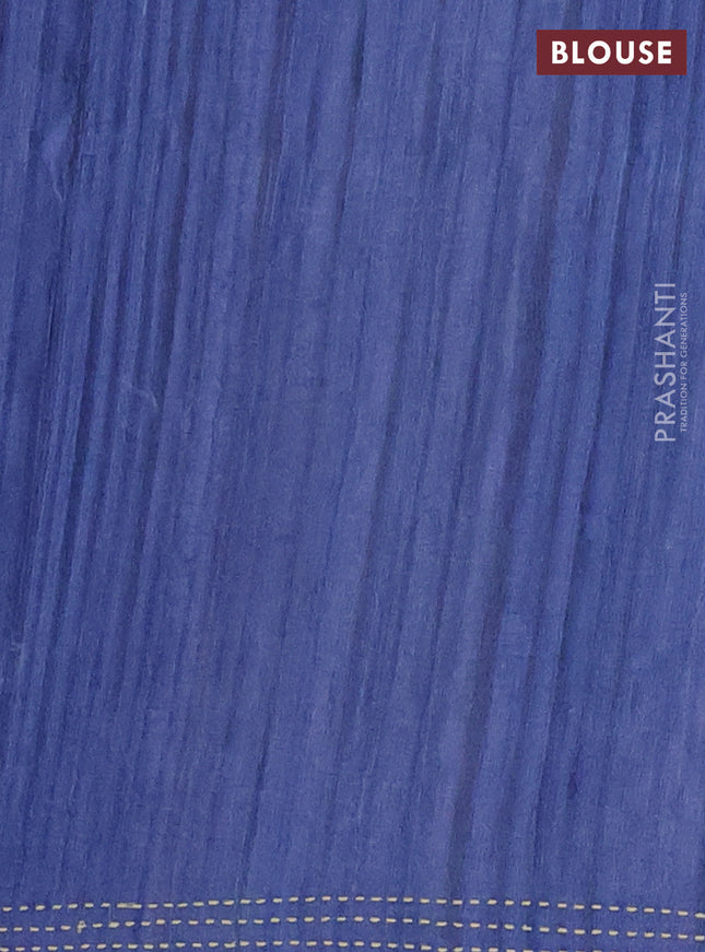 Matka tussar saree multi colour and blue with allover kalamkari prints and bandhani printed & embroidery work border