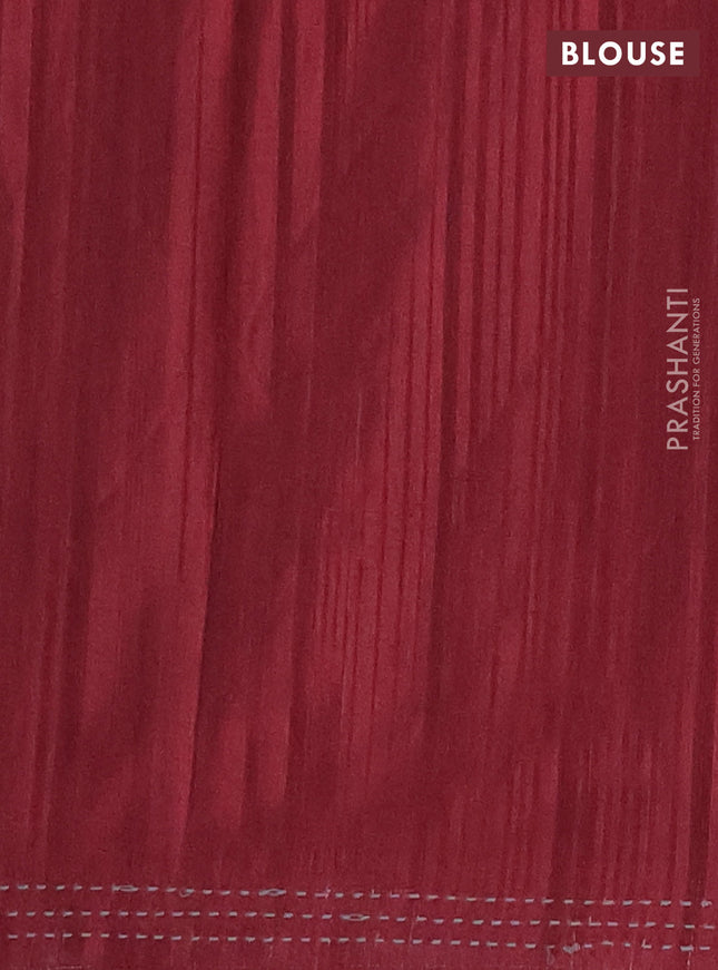 Matka tussar saree grey and maroon with allover kalamkari prints and bandhani printed & embroidery work border