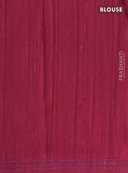 Matka tussar saree blue and magenta pink with allover kalamkari prints and bandhani printed & embroidery work border