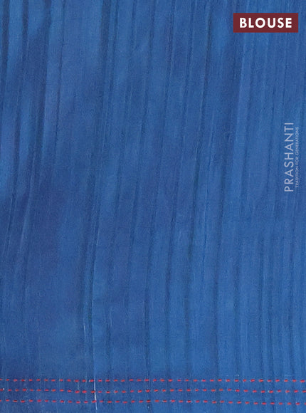 Matka tussar saree red and blue with allover kalamkari prints and bandhani printed & embroidery work border