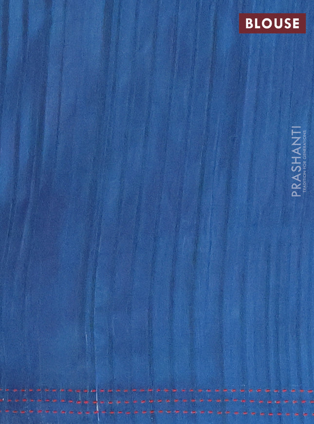 Matka tussar saree red and blue with allover kalamkari prints and bandhani printed & embroidery work border