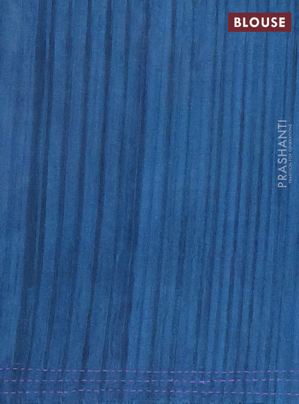 Matka tussar saree lavender and peacock blue with allover kalamkari prints and bandhani printed & embroidery work border