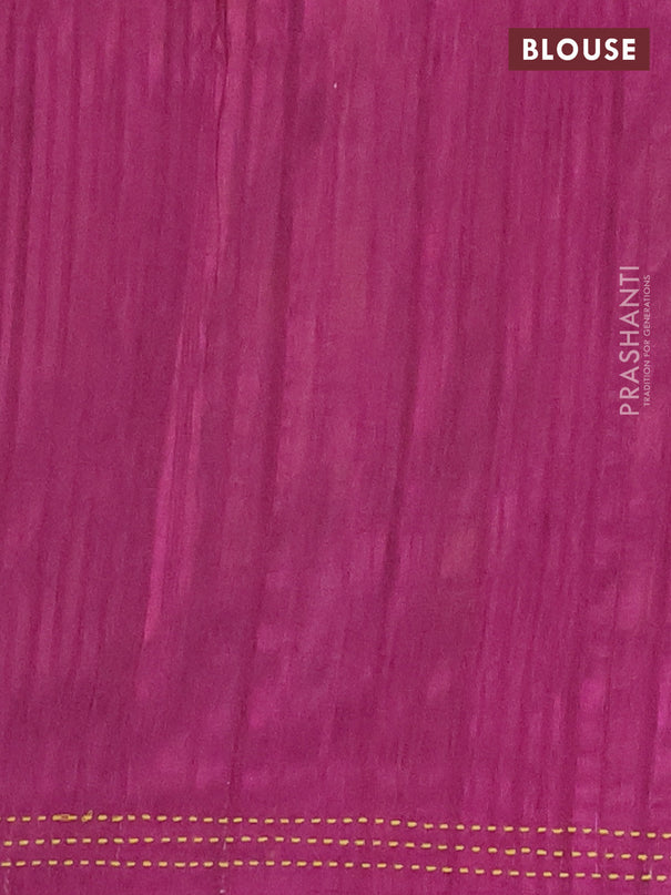 Matka tussar saree yellow and magenta pink with allover kalamkari prints and bandhani printed & embroidery work border