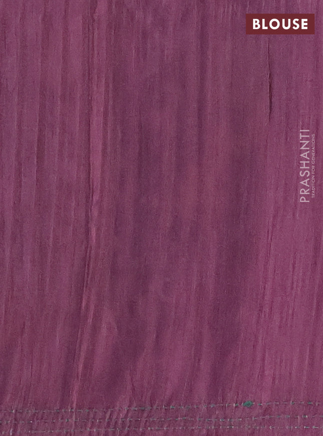 Matka tussar saree green and wine shade with allover kalamkari prints and bandhani printed & embroidery work border