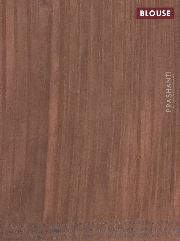 Matka tussar saree blue and brown with allover kalamkari prints and bandhani printed & embroidery work border