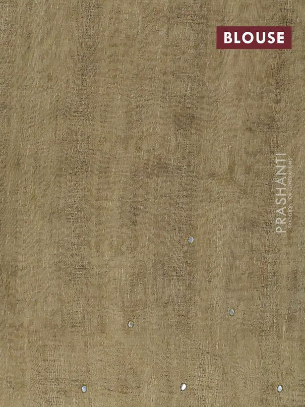 Semi linen saree pastel green with allover madhubani prints & mirror work