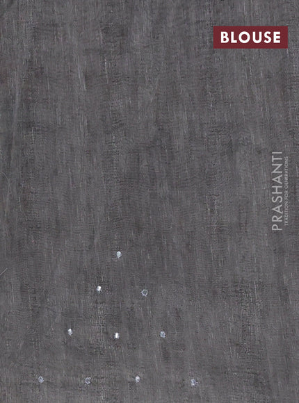 Semi linen saree grey with allover madhubani prints & mirror work