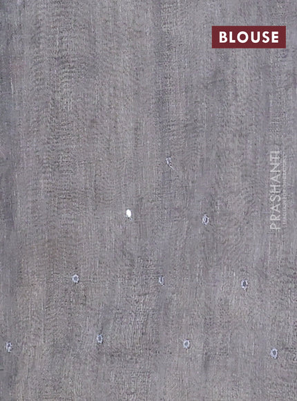 Semi linen saree grey with allover madhubani prints & mirror work