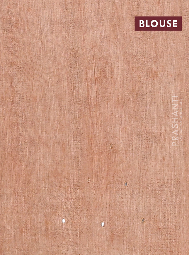 Semi linen saree sandal with allover madhubani prints & mirror work