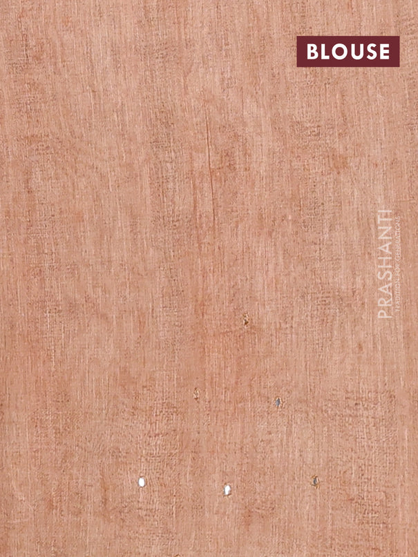 Semi linen saree sandal with allover madhubani prints & mirror work