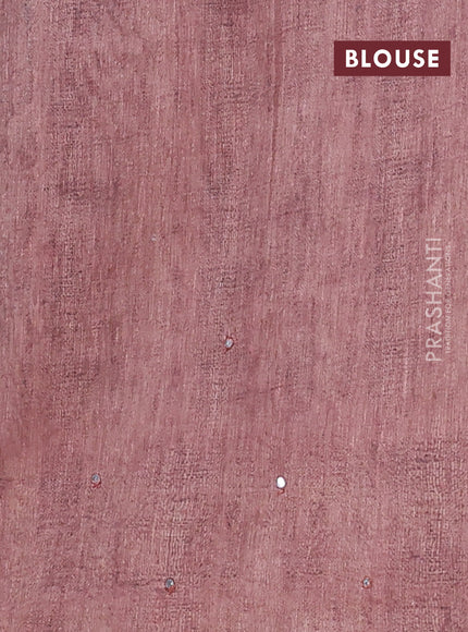 Semi linen saree brown with allover madhubani prints & mirror work