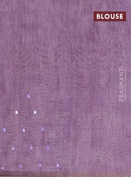 Semi linen saree lavender with allover madhubani prints & mirror work