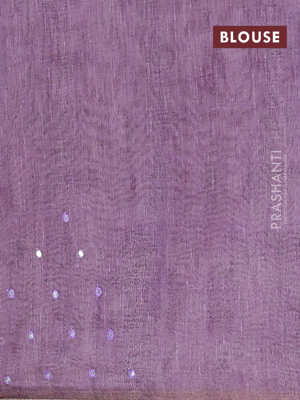 Semi linen saree lavender with allover madhubani prints & mirror work