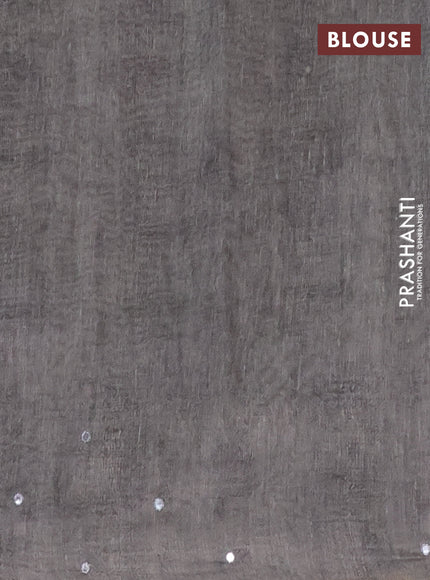 Semi linen saree grey shade with allover madhubani prints & mirror work