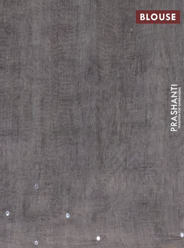 Semi linen saree grey shade with allover madhubani prints & mirror work