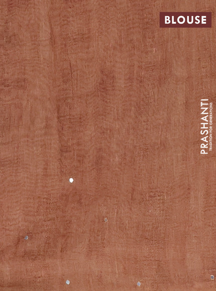 Semi linen saree brown shade with allover madhubani prints & mirror work