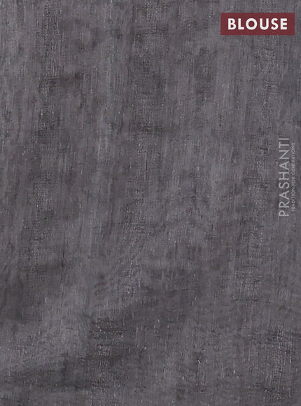 Semi linen saree grey shade with allover madhubani prints & mirror work