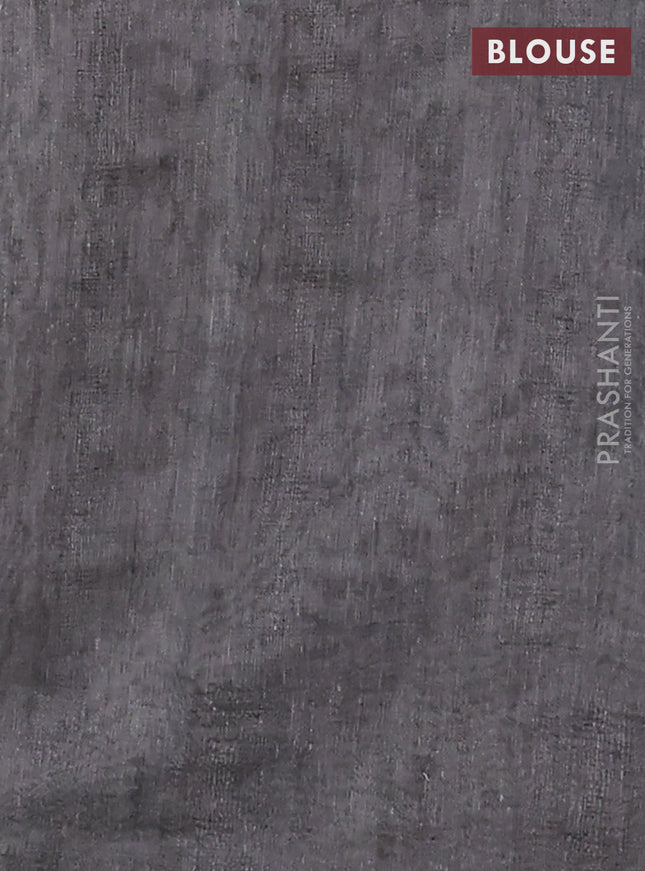 Semi linen saree grey shade with allover madhubani prints & mirror work