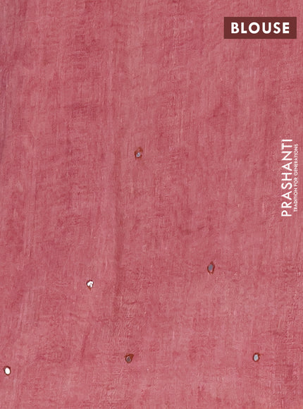 Semi linen saree maroon shade with allover madhubani prints & mirror work