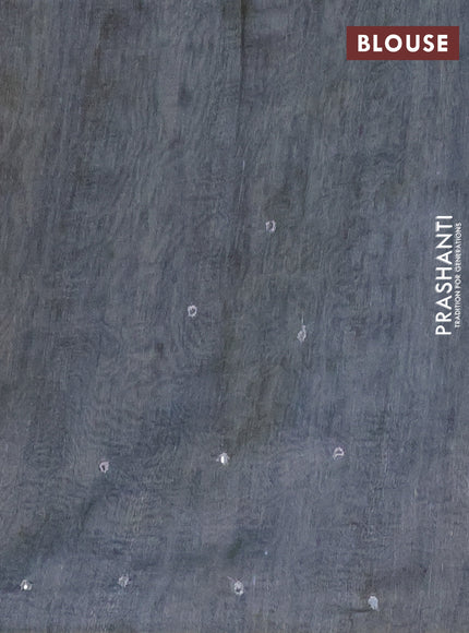 Semi linen saree grey shade with allover madhubani prints & mirror work