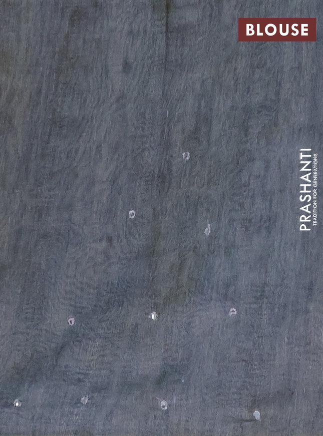 Semi linen saree grey shade with allover madhubani prints & mirror work