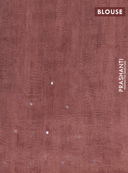 Semi linen saree pastel brown with allover madhubani prints & mirror work