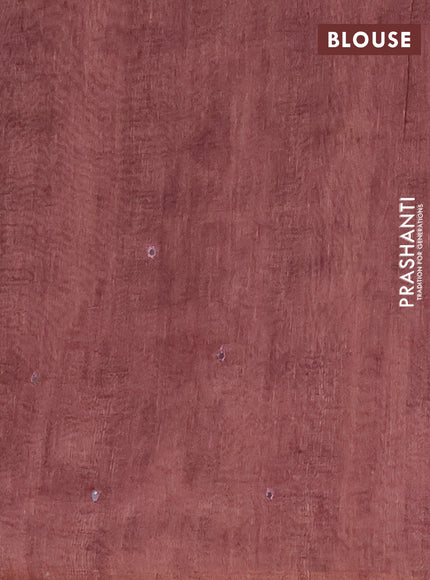 Semi linen saree pastel maroon with allover madhubani prints & mirror work