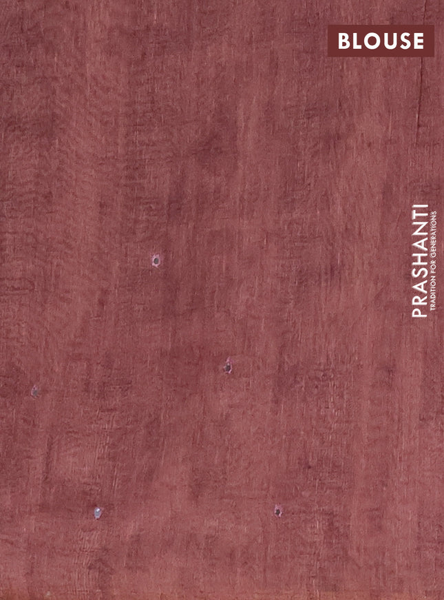 Semi linen saree pastel maroon with allover madhubani prints & mirror work