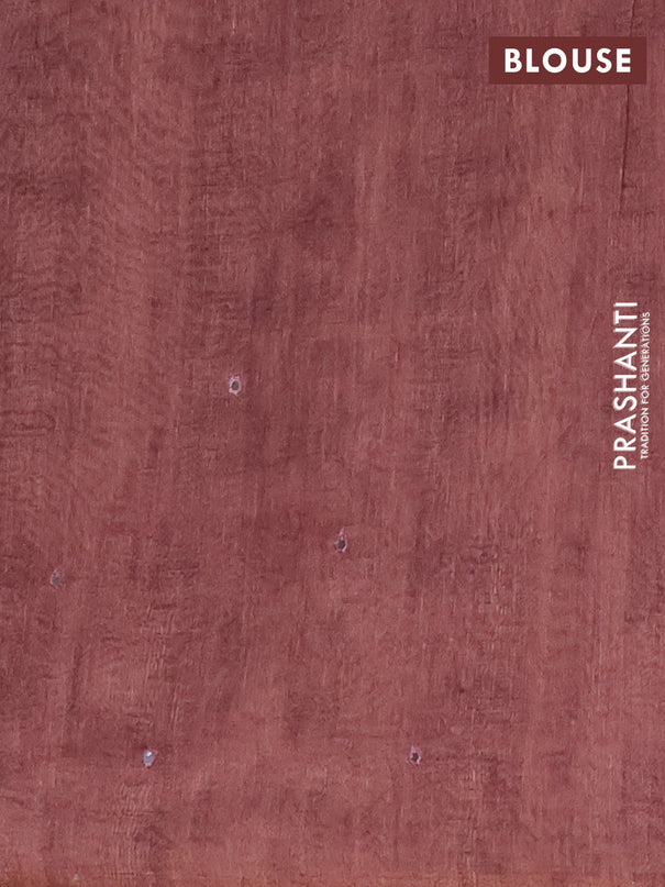 Semi linen saree pastel maroon with allover madhubani prints & mirror work