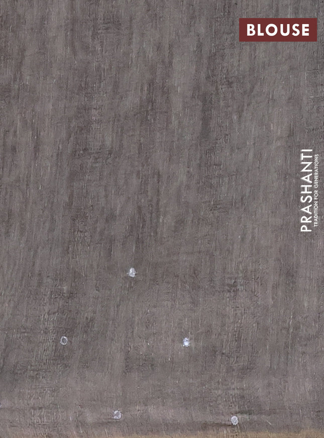 Semi linen saree grey with allover madhubani prints & mirror work