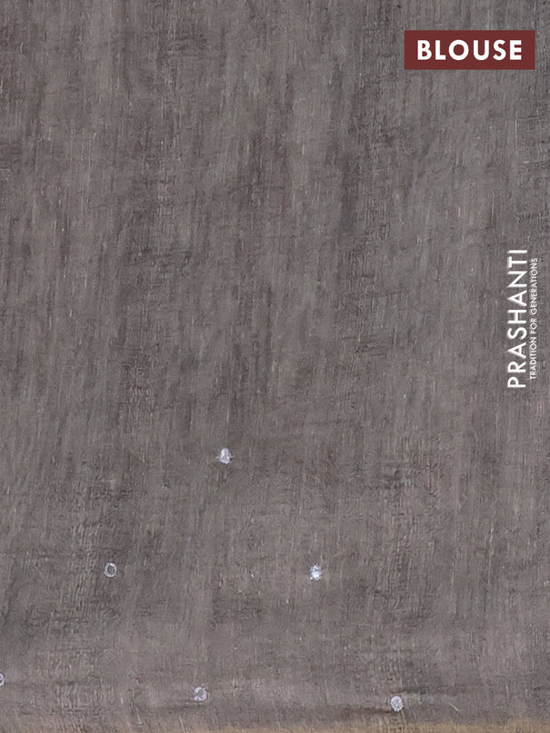 Semi linen saree grey with allover madhubani prints & mirror work