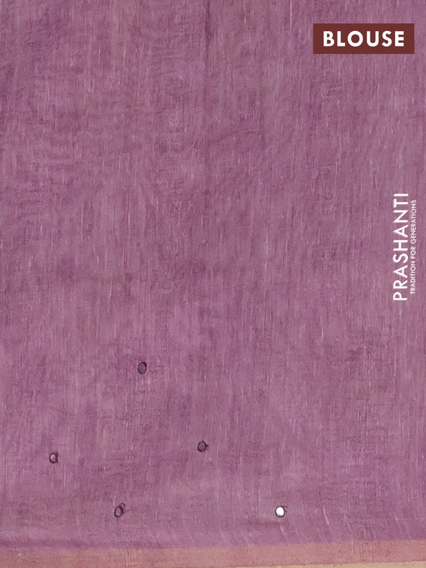 Semi linen saree purple shade with allover madhubani prints & mirror work