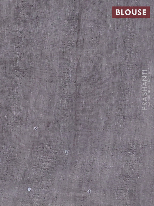 Semi linen saree grey with allover madhubani prints & mirror work