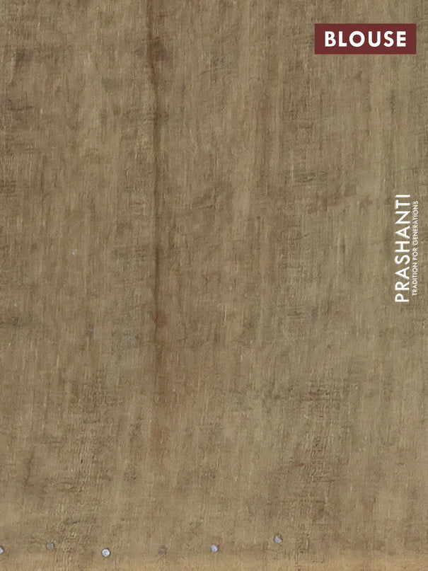 Semi linen saree pastel green with allover madhubani prints & mirror work