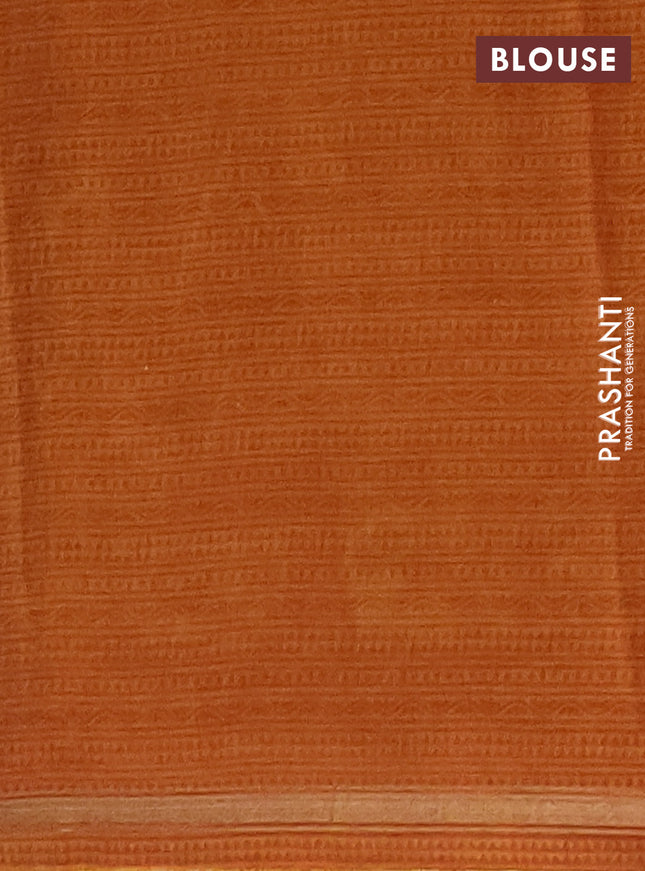 Chanderi silk cotton saree mustard yellow and dark mustard with allover geometric prints and small zari woven border