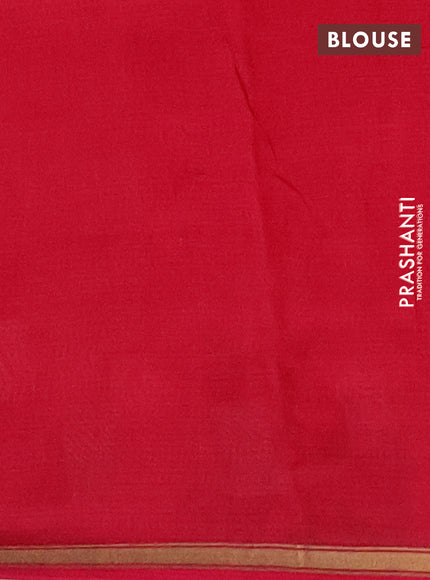 Chanderi silk cotton saree orange red and dark magenta pink with allover geometric prints and small zari woven border