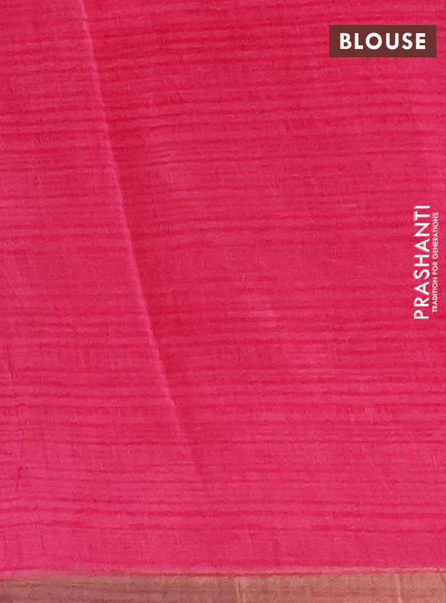 Chanderi silk cotton saree grey and pink with allover kalmakari prints and zari woven border