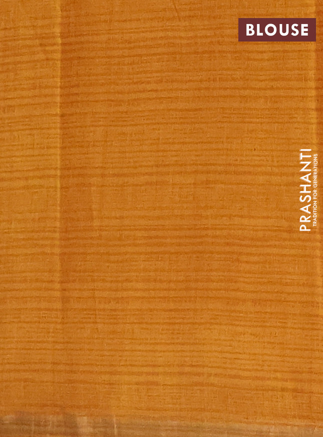 Chanderi silk cotton saree red and dark mustard with allover kalmakari prints and zari woven border